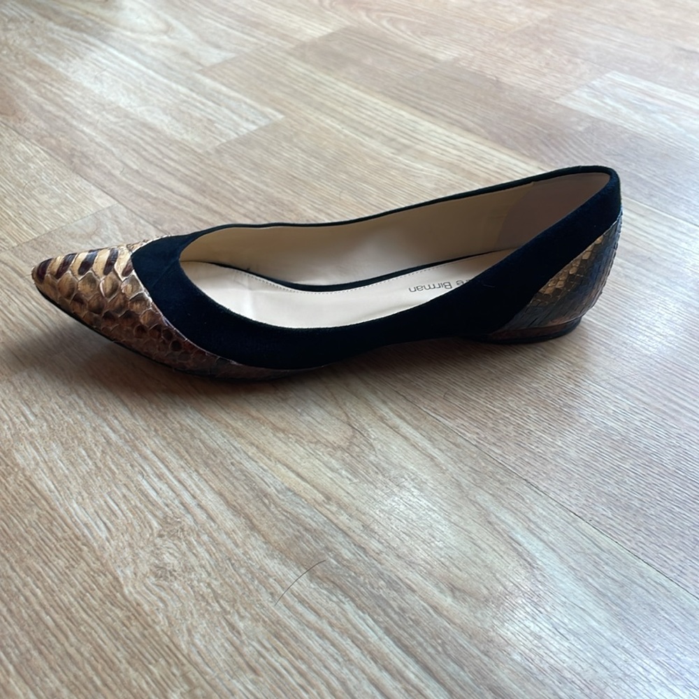 Alexandre Birman Black Suede Python Snake Flats S… - image 5